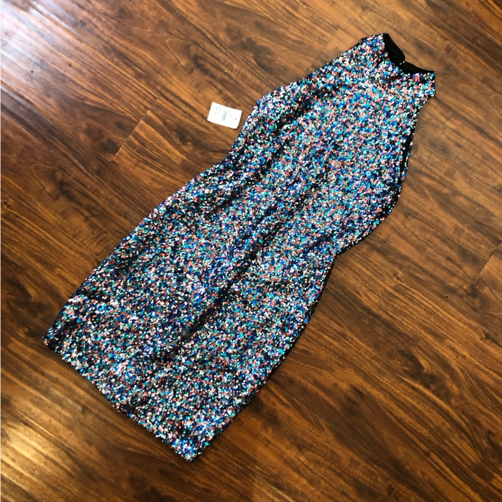 Sequin High Neck Mini Party Dress